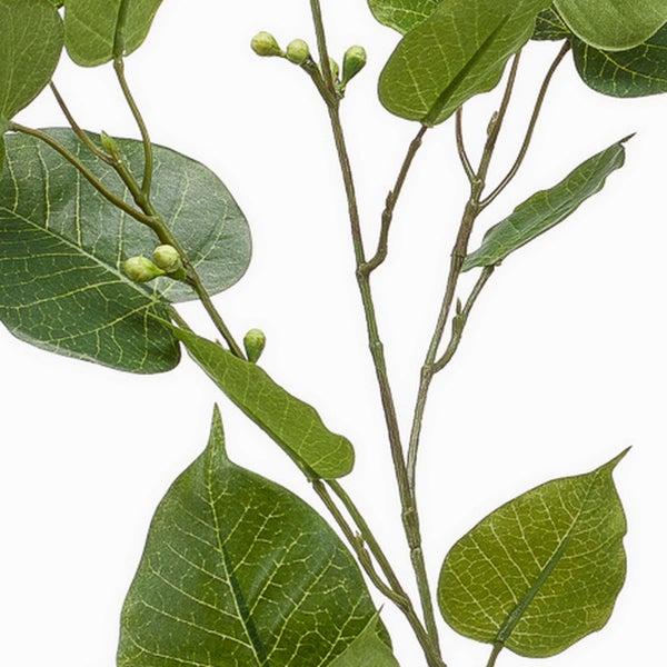 Künstlicher Zweig mit grünen Blättern und Knospen