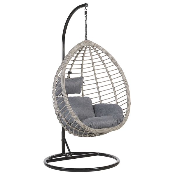 Hängesessel mit Gestell TOLLO Polyrattan Grau