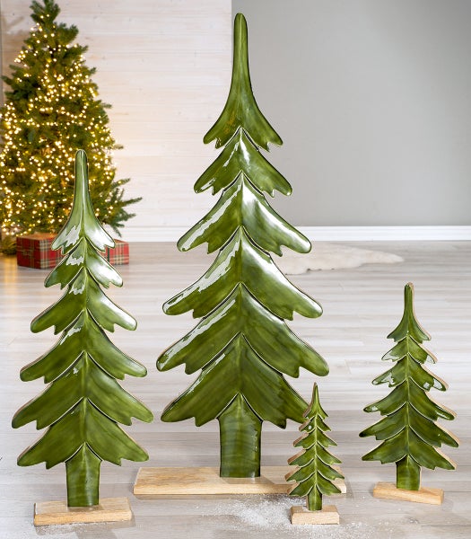 Standrelief GILDE Dekoobjekt Höhe 50cm Breite 21cm grün Mangoholz