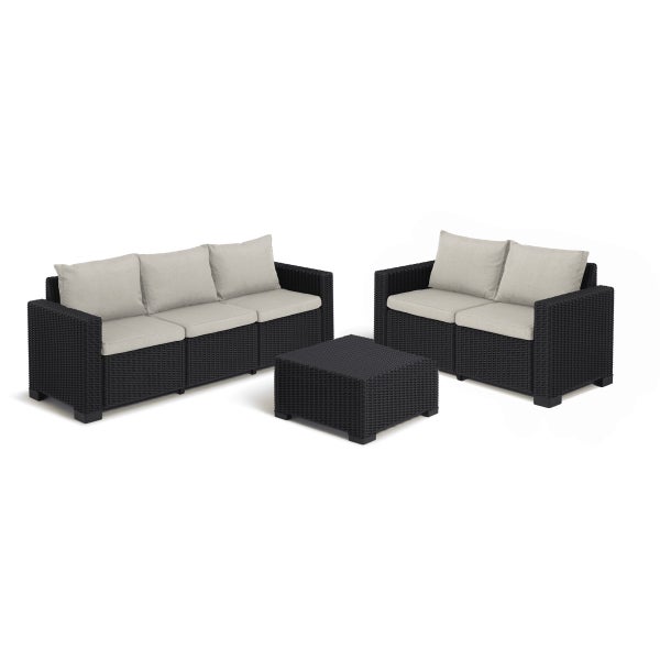 Allibert California 3-teiliges Gartenmöbel Set Wetterfeste Rattanoptik Loungeset für Outdoor