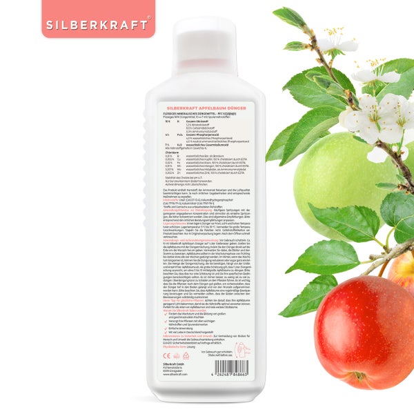 SILBERKRAFT Apfelbaum Dünger – Für starke Apfelbäume – NPK Flüssigdünger – 1 Liter