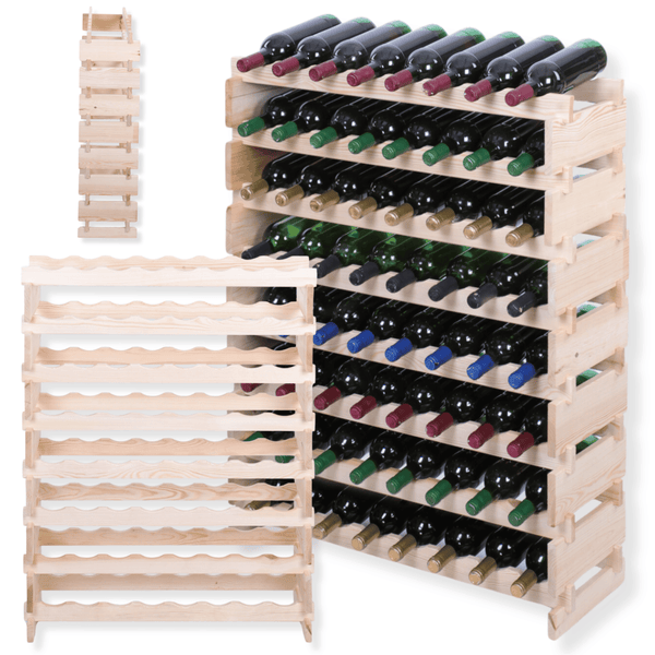 Weinregal VINOTECA FLEX PRO HxBxT 107x84x28cm 68 Flaschen auf 8 Ebenen Massives Kiefernholz Grau