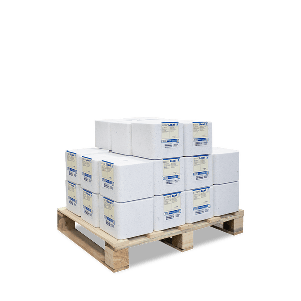 Palette mit Porenbetonsteinen der Marke Lisal