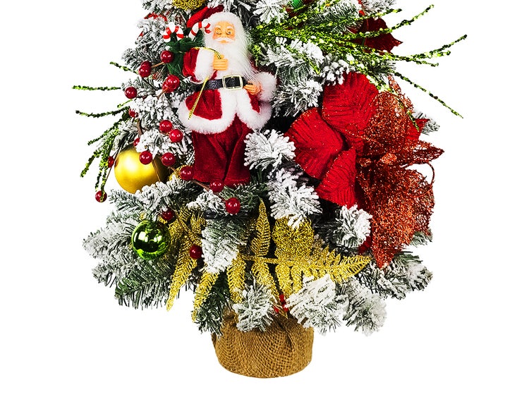 Dekorierter künstlicher Weihnachtsbaum SANTA 60 cm mit LED-Beleuchtung IN FLOWER