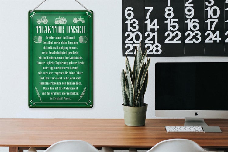 Blechschild Spruch 20x30cm Traktor unser in Ewigkeit Amen