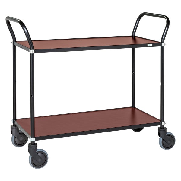 Servierwagen mit zwei Ablageflächen und Rollen