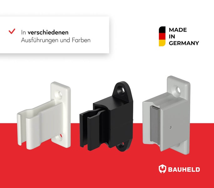 Drei Kleiderstangenhalter aus Kunststoff in verschiedenen Ausführungen