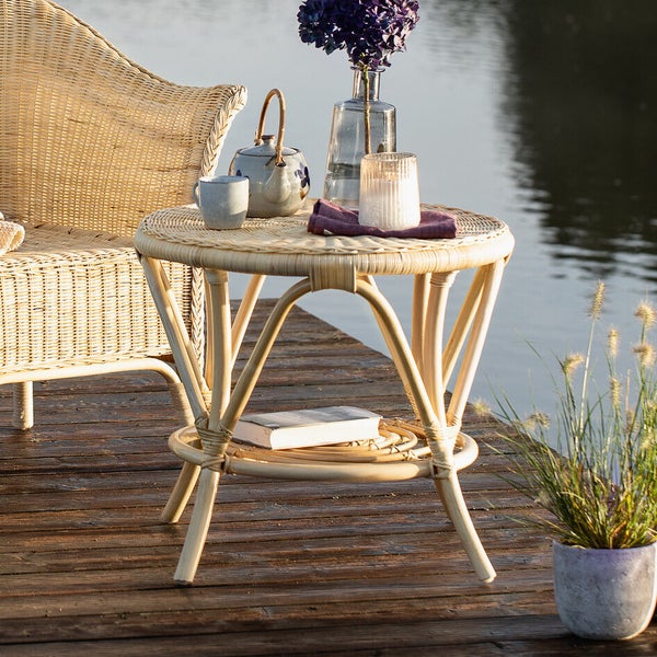 FRANK FLECHTWAREN | Rattantisch Bright, Ø 62 x 52 cm, nur für den Innenbereich geeignet, RATTAN