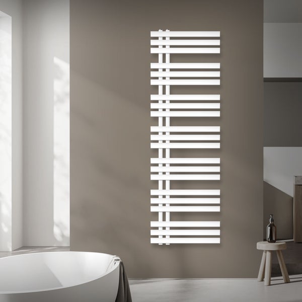 ECD Germany Iron EM Design Badheizkörper Elektrisch mit Heizstab 900 W - 500 x 1600 mm - Weiß - Designheizkörper Paneelheizkörper Heizkörper Handtuchwärmer Handtuchtrockner