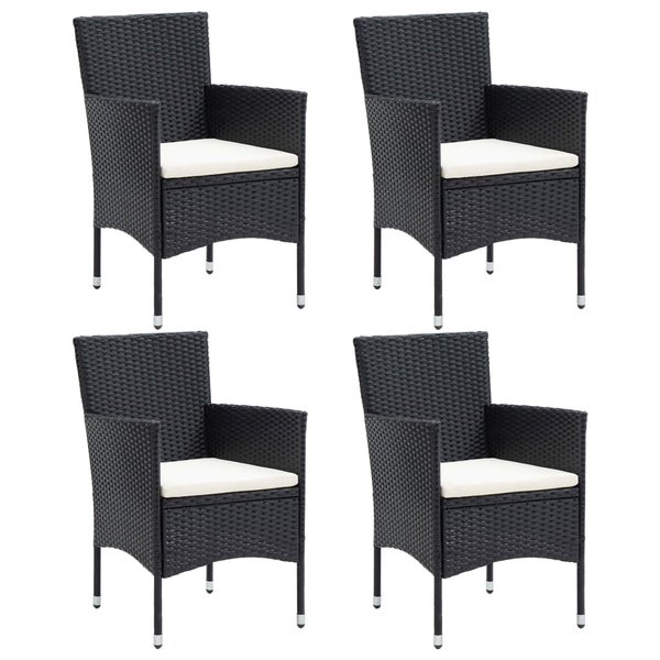 Garten-Essstühle 4 Stk. Poly Rattan Schwarz