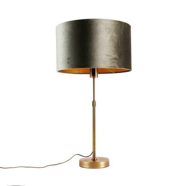 Tischleuchte mit Stoffschirm und verstellbarem Metallfuß