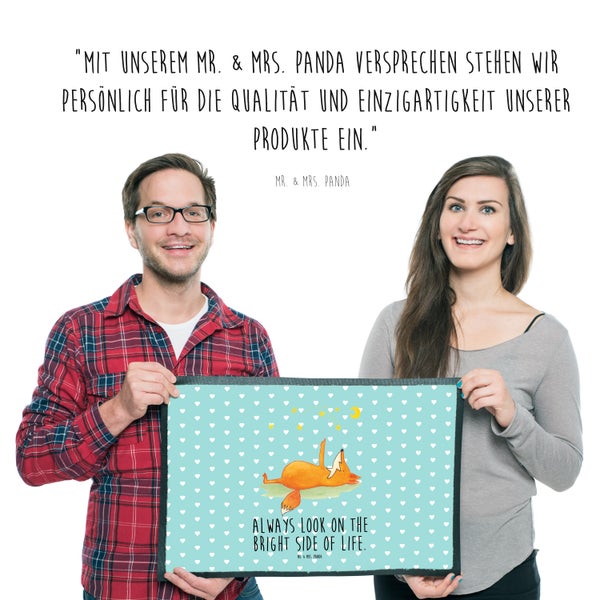 Mr. & Mrs. Panda 50 x 75 cm Fußmatte Fuchs Sterne - Türkis Pastell