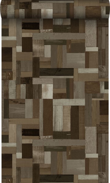 Origin Wallcoverings Tapete Altholz-Motiv Dunkelbraun - 53 cm x 10,05 m - 337221