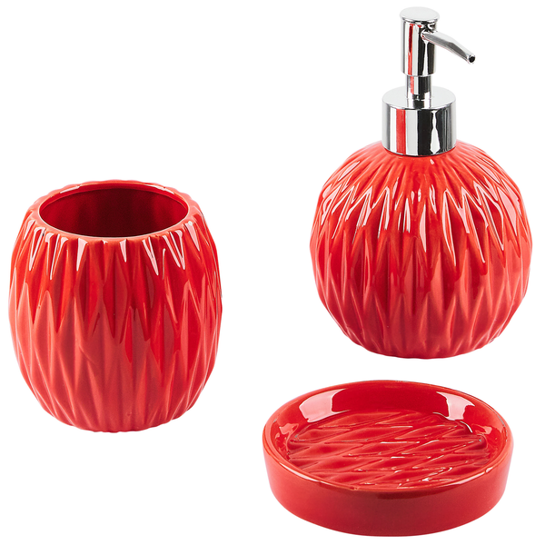 Badaccessoires Set 3-teilig BELEM Keramik Rot