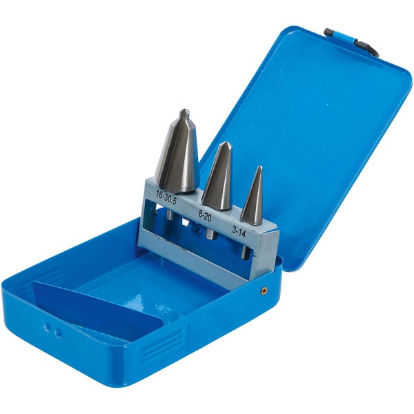Stufenbohrer-Satz im blauen Metallkoffer