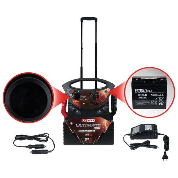KS TOOLS 12 V + 24 V Batterie-Booster mobiles Starthilfegerät 2340 A - 550.1825
