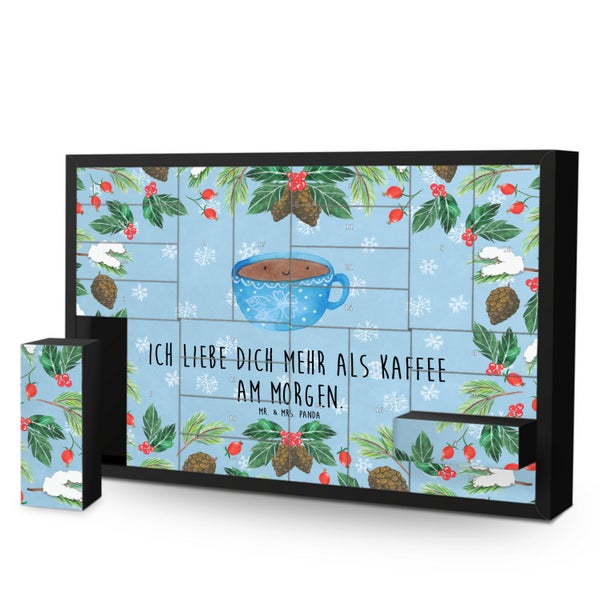 Mr. & Mrs. Panda Befüllbarer Adventskalender Kaffee Tasse - Blau Pastell