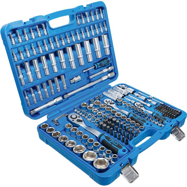 BGS Steckschlüssel-Satz Sechskant Antrieb 6,3 mm (1/4) / 10 mm (3/8) / 12,5 mm (1/2) Zollgrößen 192tlg. - 2245