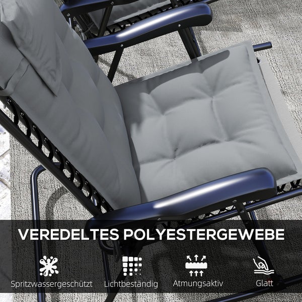 Outsunny 2er Set Auflage für Sonnenliege Wasserabweisend Liegenauflage für Gartenliege Polsterauflage für Strandliege Liegestuhl Kissen Polster für Gartenmöbel Auflagen 50x116x5 cm, Hellgrau
