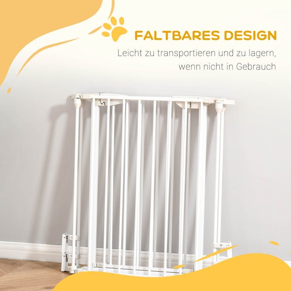 PawHut Absperrgitter, 180L x 3B x 74,5H cm, Metall Kunststoff, Weiß
