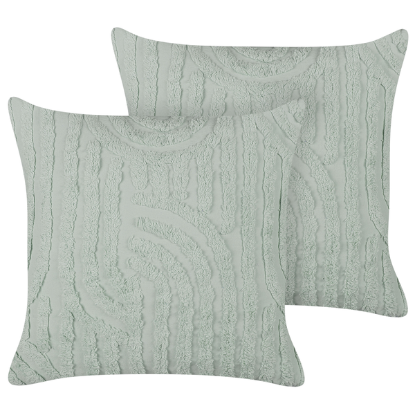 Dekokissen 2er Set TELLIMA Baumwolle 45 x 45 cm Mintgrün Geometrisches Muster