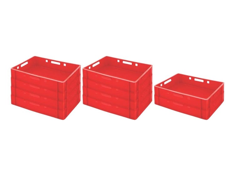 PROREGAL SparSet 10 x Eurobehälter Fleischerkasten E1 HxBxT 12,5 x 40 x 60 cm 25 Liter Rot Fleischerkiste Fleischkiste Metzgerkiste Fleischbehälter