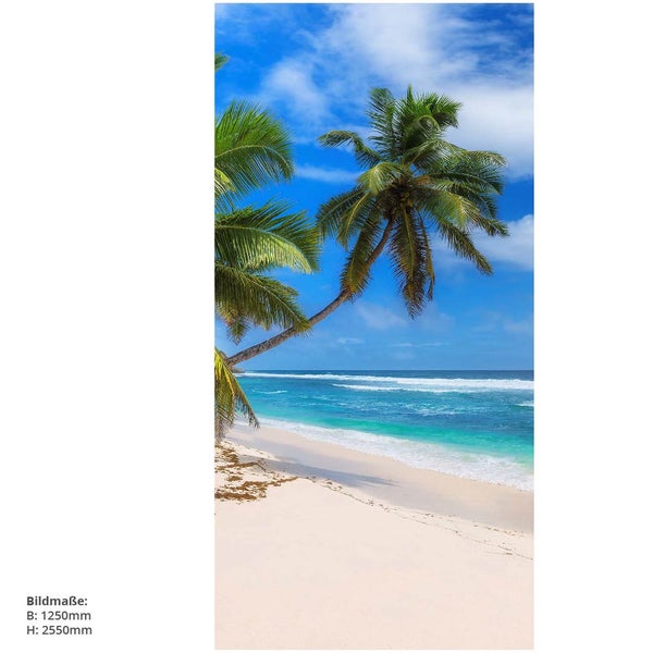 Fototapete mit Palmenstrand und blauem Himmel