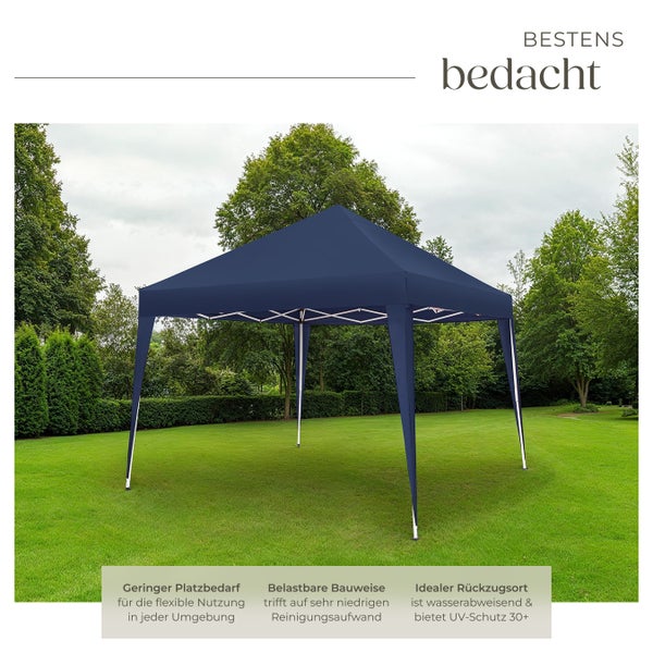 Pavillon tectake Linosa inklusive Spannseile, Heringe und Tragetasche 3 x 3 m blau
