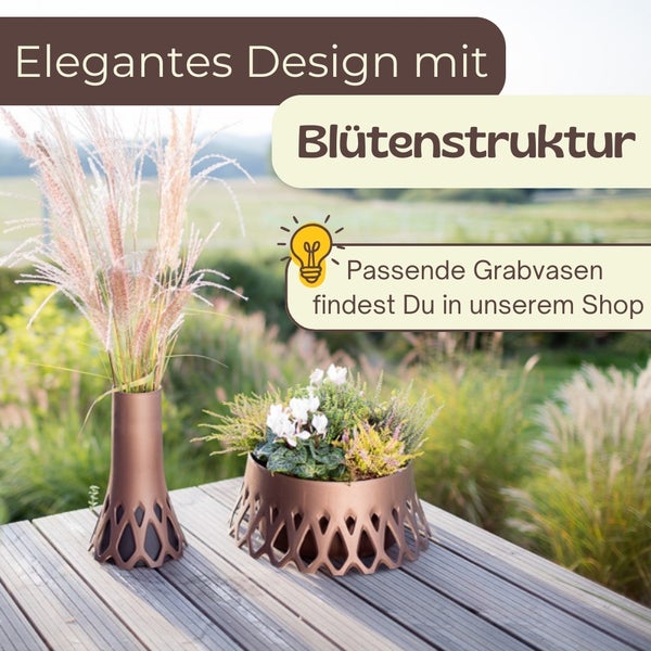 Blumenvase und Pflanzschale mit Blumenstruktur für den Außenbereich