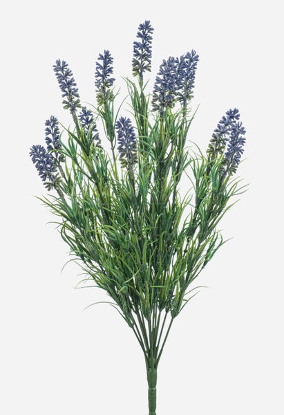 Künstliche Lavendelpflanze mit blauen Blüten und grünen Blättern