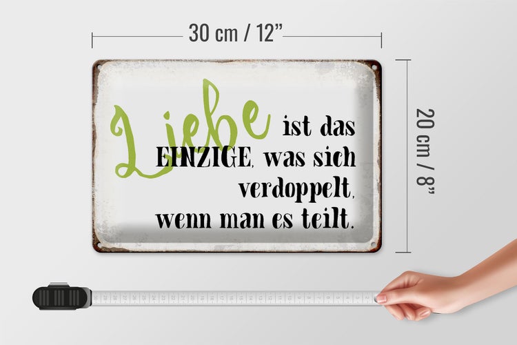Blechschild Spruch 30x20cm Liebe ist das einzige was sich