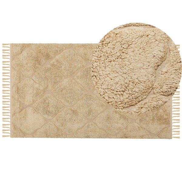 Teppich SANLIURFA Sandbeige 80 x 150 cm Baumwolle
