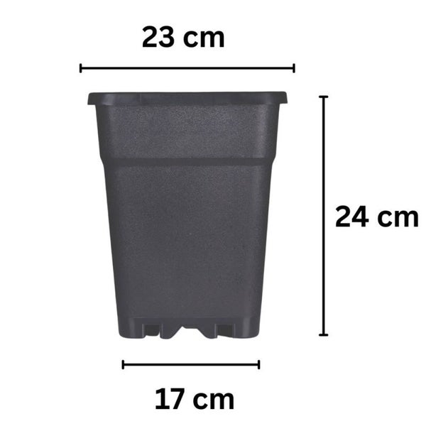 Blumentopf Eckig 9L – Robuster Hartkunststofftopf (23x23x24 cm) aus Recyclingmaterial – Nachhaltig, langlebig & mit Entwässerungslöchern für gesundes Pflanzenwachstum