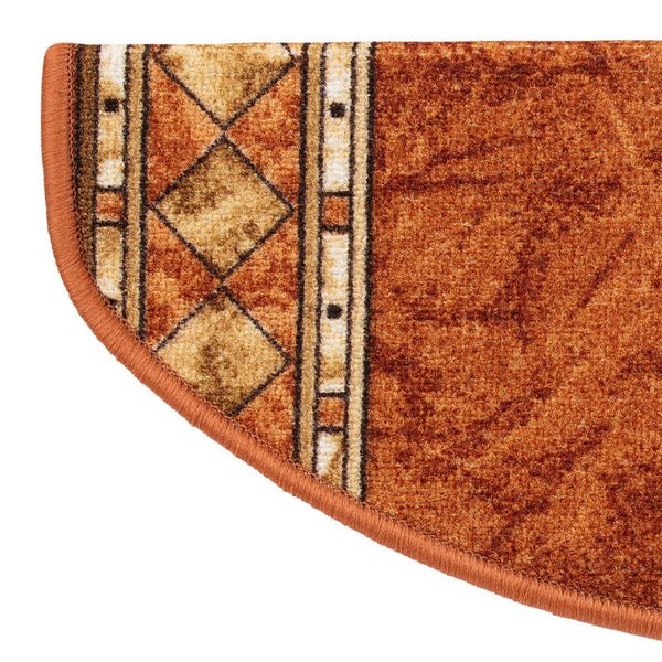 FLOORDIREKT Stufenmatte Rügen Selbstklebend Strapazierfähig Terra Halbrund 65 x 23,5 cm