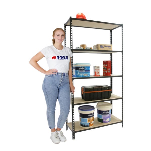 PROREGAL Schwerlastregal Muli HxBxT 180 x 90 x 50 cm 5 Fachböden Fachlast 150 kg Anthrazit