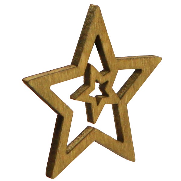 Dekorativer Holzstern mit kleineren Sternen im Inneren