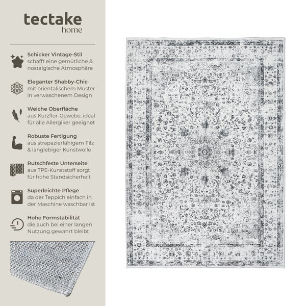 Vintage Designer Teppich tectake rutschfeste Unterseite verschiedene Größen 160 x 230 cm