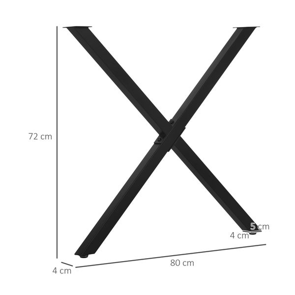 HOMCOM 2 Stück Tischbeine aus Stahl Tischgestell Tischfüße für Couchtisch Esstisch Schreibtisch in X-Form 72cm Schwarz