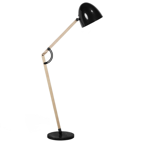 Stehlampe HETTON verstellbar Eichenholz Schwarz