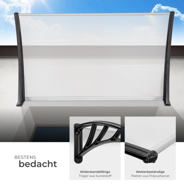 Vordach tectake  150 x 93 cm in Bogenform transparent