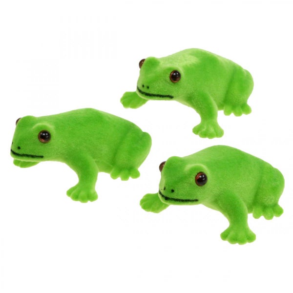 Drei grüne Froschfiguren