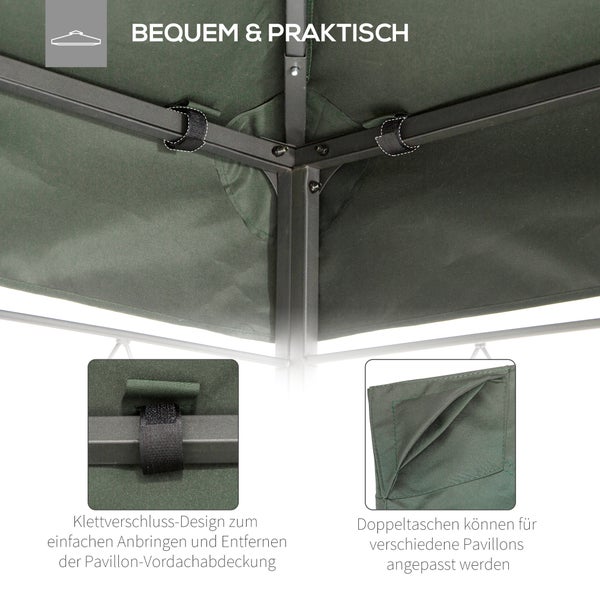 Outsunny Ersatzdach, Pavillondach für Metallpavillon, 3x4m, Polyester, Dunkelgrau