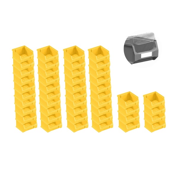 PROREGAL SuperSparSet 48 x Gelbe Sichtlagerbox 1.0 Mit Abdeckung HxBxT 6 x 10 x 10 cm 0,4 Liter Sichtlagerbehälter Sichtlagerkasten
