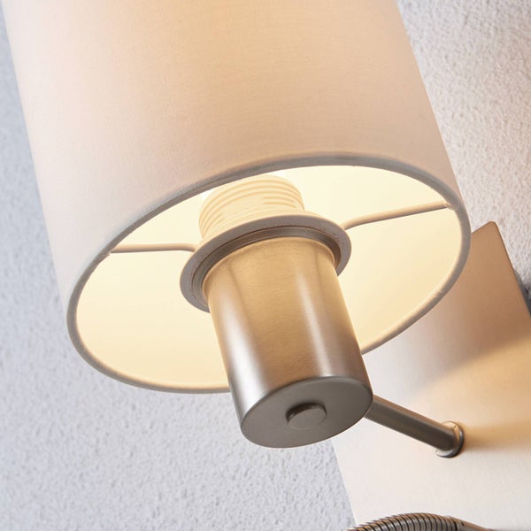 Lindby Wandleuchte, Wandlampe Innen Shajan (Modern) in Weiß aus Textil (1 flammig E27) - Wandleuchten Wandstrahler Wandbeleuchtung Schlafzimmer / Wohnzimmer Wohnzimmerleuchte