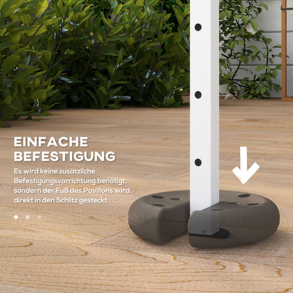Outsunny Gewicht 4 STK. Zeltgewichte für Pavillon Bierzelt Gazebo stapelbar Standfuß Kunststoffmantel Zementkern Ø20 x 4,5 cm Schwarz