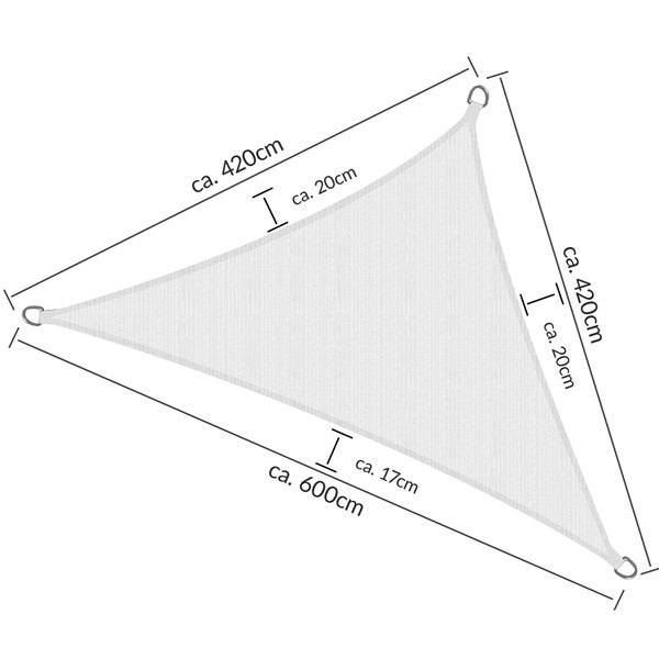 SolVision HS9 Sonnensegel 420x420x600cm dreieckig Weiß HDPE