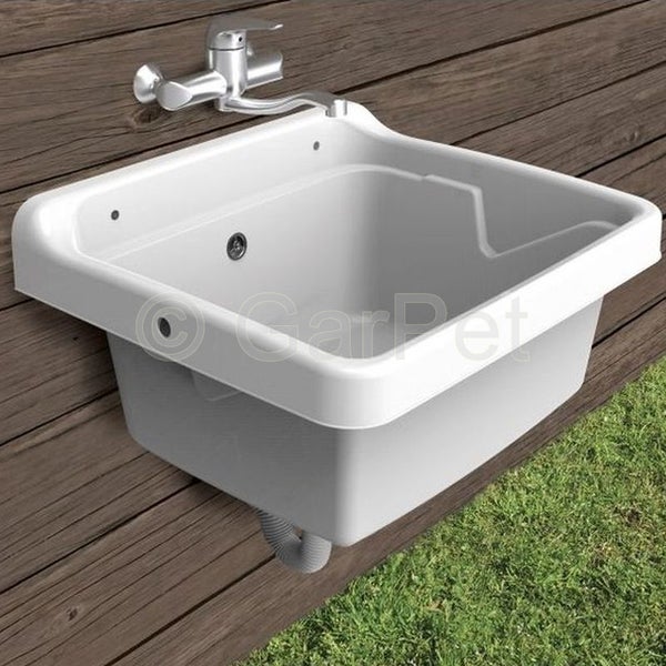 Waschbecken Set Ausgussbecken Kunststoff Werkstatt Keller Garten Waschtisch