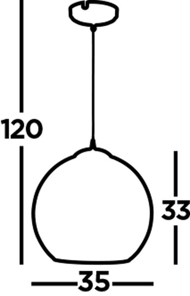 Technische Zeichnung einer Pendelleuchte mit Maßangaben