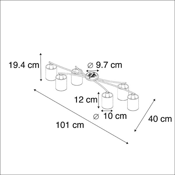 Technische Zeichnung einer Deckenleuchte mit Maßangaben