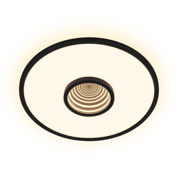 Briloner Toro LED Deckenlampe, Tunneleffekt, 3 Stufen Schaltung, Indirektes Licht, Speicherfunktion, Schwarz, Ø42 x 4 cm